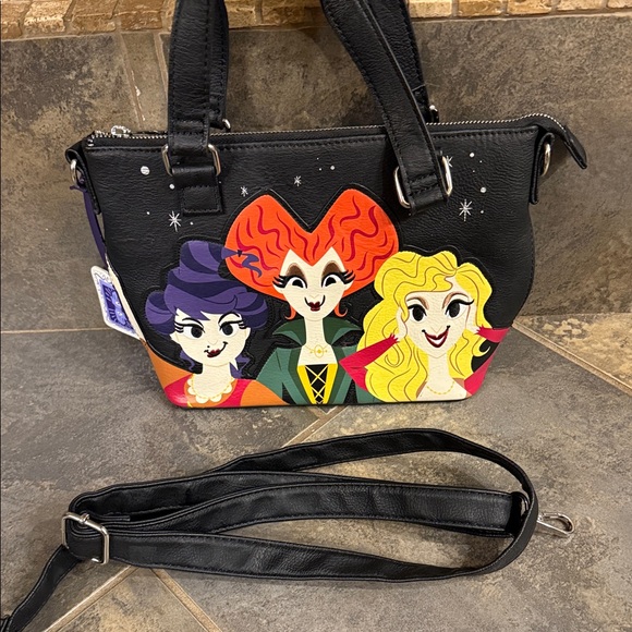 Loungefly Black Bag with Colorful Character Trio - Picture 3 of 7